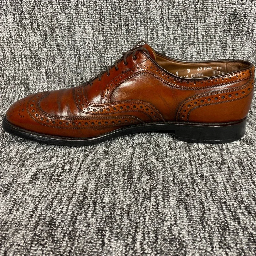 Allen Edmonds McAllister Wingtip Oxford Mens 9 D Brown Leather Brogue Shoes USA